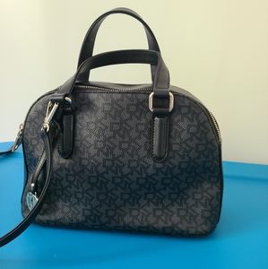 DKNY handbag Signature pattern black grey and gold